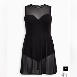 New! Torrid sz 2 Underwire Long Mesh Overlay Bathing Swim Suit Dress 2X